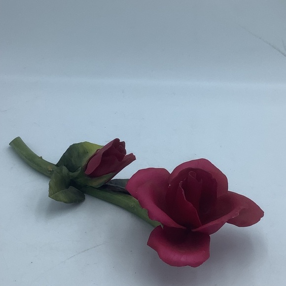 Capodimonte Italy Napoleon Porcelain Red Rose Stem - Picture 5 of 14